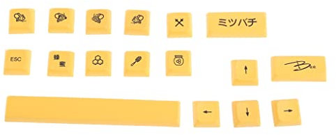 CASNO Honey Milk Mechanical Keyboard Keycaps 17PCS XDA Profile Dye Sub Bee for Key Cover for Cherry MX GK61 64 84 96