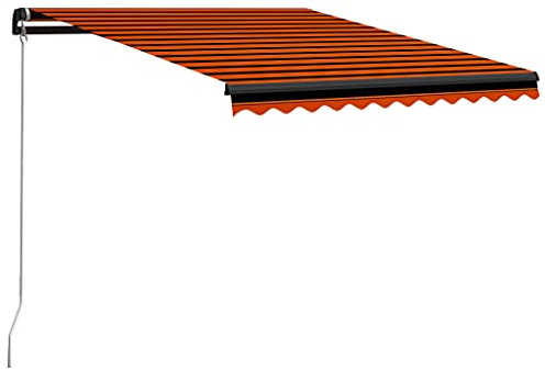 Tenda da sole da giardino retrattile a LED, 350 x 250 cm, colore arancione e marrone, per terrazza