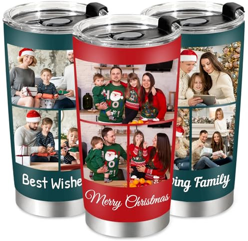 Greatabox 20 Oz Tumbler, Personalised Coffee Travel Mug with Photo Text, Custom Insulated Coffee Cup with Straw, Personalised Gifts for Women Men, Custom Leak Proof Tumblers Travel Cup with Lid