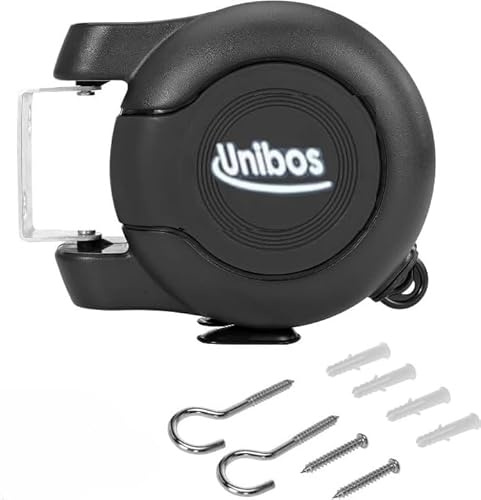 Unibos | Wall Mounted Twin Cable Retractable Washing Line - 2x15m Long Clothes Line - 30m Extendable Laundry Drying String Line Heavy-Duty Plastic & Polyvinyl For Indoor & Outdoor Use