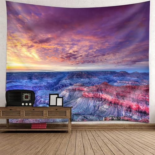 Lirzxin Wandbehang 260x240CM, Wandteppiche Himmel und Berg Landschaft Lila Blau Rosa Tapisserie Wandtuch für Wohnzimmer Schlafzimmer Picknickdecke Teppich Yogamatte Wanddeko