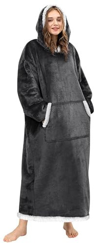 KALAHOL Tragbare Hoodie Decke, Oversized Blanket Hoodie als Geschenke, Warmer und kuscheliger Snuggie Hoodie mit Ärmeln und Taschen für Herren Damen für Herren Damen Weihnachten