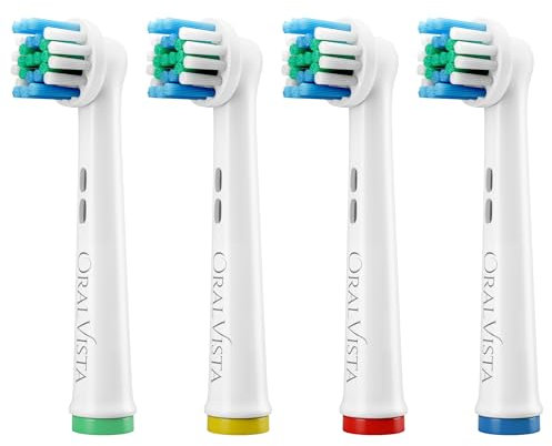 OralVista Elektrische Zahnbürstenköpfe, 4er-Pack kompatibel mit Oral B Aufsteckbürsten, Zahnbürstenaufsatz Oral B für empfindliches Zahnfleisch, tiefe Reinigung, Hochwertige Borsten einfache Passform