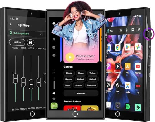 YEOODOP 192GB MP3 Player Bluetooth and WiFi, MP3 Player Spotify, 4.7 Inch Touchscreen Android 13 MP4 Player Children with Front and Rear Cameras and AI Assistant