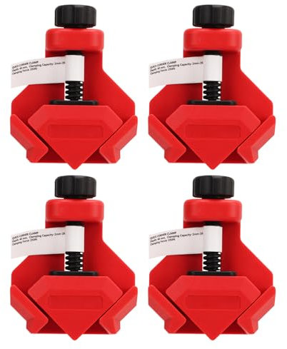 Respicefinem Small Cabinet Clamp 4 Pieces Corner Clamps Right Angle Clamp Spring Load 90 Degree Corner Clip for DIY Woodworking Clip Furniture Repair Clamps Maintenance
