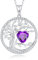 GEMLANTO Tree of Life Necklaces 925 Sterling Silver February Birthstone Amethyst Necklace Purple Heart Gemstone Birthstone Jewellery Gifts for Women Girls, 45+5cm Extenders