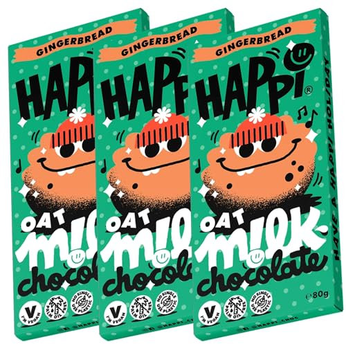 Happi 3 x 80g Vegan Chocolate Bars - Ginger and Honeycomb - Vegan Easter Chocolate Gift