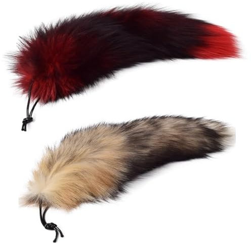 Nocyclonic 2 Pieces Fuchsschwanz Anhänger etwa 40CM fox tail, Extra Groß Schlüsselring Tasche Schlüsselketten Anhänger Weich Flaumig Fell Schwanz Keychain Zusätze AutoHandtasche Dekoration (A)