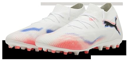 PUMA Unisex Future 8 Match Multi-Ground Football Boots, PUMA White-PUMA Black-Glowing Red, 7.5 UK