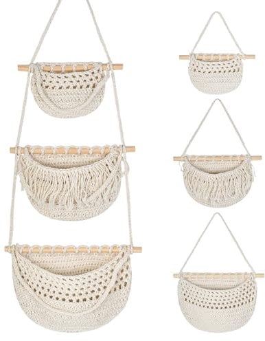 Dokeno Hängender Wandtasche Organizer, Wand Hängetasche Hängende Tasche Aufbewahrungstasche Hängeorganizer Tür Wand Hängender Organizer Wand Hängen Tasche für Kinderzimmer (Beige1)