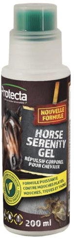 Protecta® Gel Répulsif Mouches Plates, taons, moustiques, tiques Cheval - 200 ML - Formule Puissante aux Extraits de Plantes - Application sur Le Cheval pour la Protection des Yeux, des Oreilles