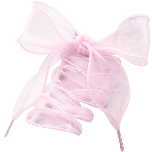 WEGOODZF Lacets plats en satin de soie : 4 cm de largeur pour chaussures de sport 2 paires, 03 rose., 120CM (47)