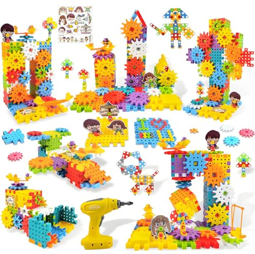 Besiciwiin STEM Jouets de construction, blocs de construction électriques avec perceuse, jouet à vis Montessori pour tout-petits, ensemble d'outils de construction pour garçons et filles à partir de 3