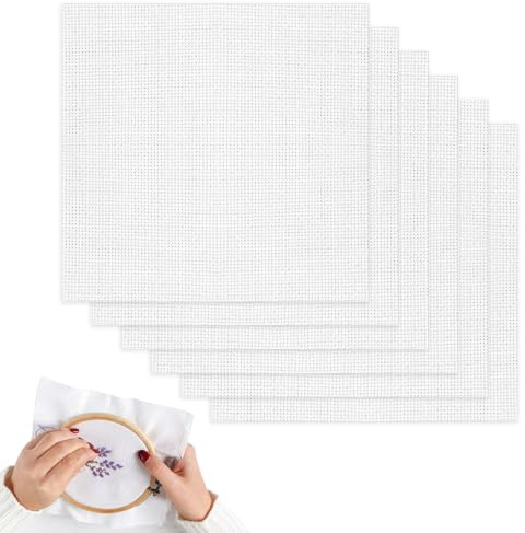 6 Stück Kreuzstich Stoff, 30x30cm Aida Stoff Weiß zum Sticken | Klassische Reserve Aida Stoff Leinwand für Nähen,Sticken,DIY Basteln,14 Count