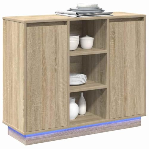 vidaXL Sideboard with Shelf Sonoma Oak 90 x 32 x 75 cm Engineered wood, Ample Storage, Modern Sideboard, Rectangular Furniture, Stylish Solution for Dining Room and Living Space Organization