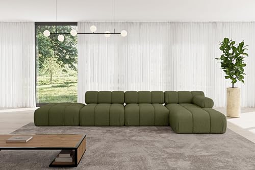 ALTDECOR Modulares Sofa Ecksofa in L-Form Corner modular Sofa Eckcouch Couch Wohnlandschaft Cauchsofa Polstersofa Lizur-L2-380x160x70 cm Grün