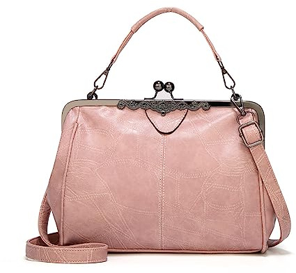 NICOLE & DORIS Damen Handtasche mit Griff Elegant Abendtasche Kiss Lock Henkeltasche PU Leder Retro Umhängetasche Geldbörse für Hochzeit Hochzeit Bankett
