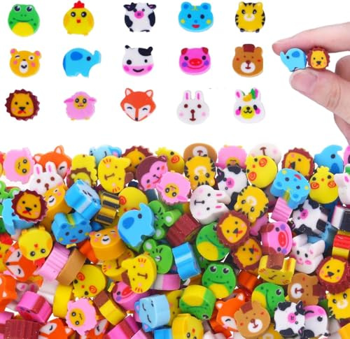 150 Stück Radiergummi, Lustige Radiergummis für Kinder Mini Tiere Radierer Regenbogen Eraser für Schulen Schüler Schulbedarf Kindergarten Party Geschenke