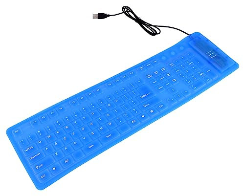 LALAFINA Teclado USB Enrollable Silicona Lavable para Viaje Teclado Silencioso Resistente al Agua 109 Teclas para Pc y Laptop