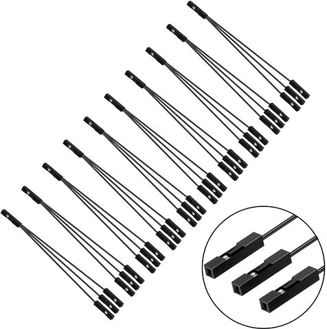GELRHONR 10Pcs Dupont Jumper Kabel, 1 Pins Single Female auf 3P Female Jumper Wire Kabel für PC Breadboard,Leuchtdiode Computergehäuse Schalter Power Reset-Tasten (Schwarz)
