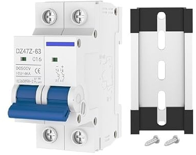 Disjoncteur miniature CC bipolaire 10 A, 16 A, 20 A, 25 A, 32 A, 40 A, 50 A, 63 A, 500 V, à déclenchement magnéto-thermique, montage sur rail DIN(16A)