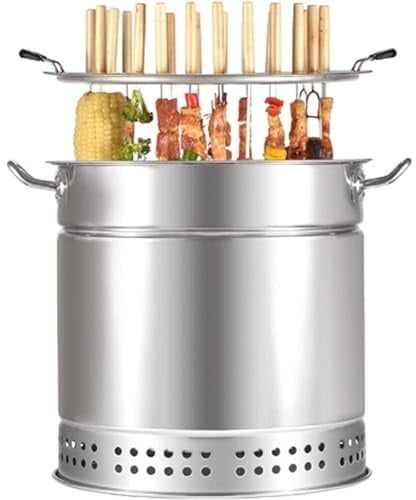Holzkohle-Räuchergrill – Vertikaler Grill aus Edelstahl mit 20 Kabob-Spießen, 360° Rundum-Braten für Camping