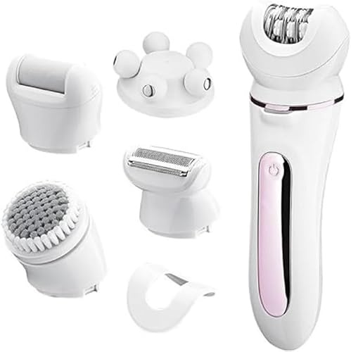 Osmo Epiluxe Epilierer Haarentferner 5-in-1, epilierer damen für glatte Haut trockene & nasse Anwendung, Langanhaltende Haarentfernung, für Gesicht und Körper (Weiß)