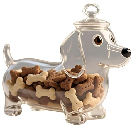 BOKIOESDE Multi Functional Dog Cookie Jar Airtight Glass Container For Pet Snacks And Biscuits French Bulldog Candy Jar