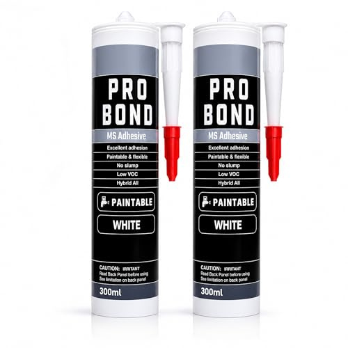 Heavy-Duty Mounting Adhesive 300ml, Strong Grab No Nails Glue, Solvent Free, Wood MDF Wall Panels Slat Panels Trims, Interior Construction Adhesive (2)