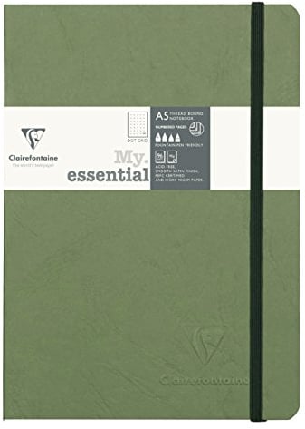 Clairefontaine 793433C Notizbuch AgeBag My Essentials, DIN A5, 14,8 x 21 cm, 96 Blatt, dot, nummeriert, 90g, 1 Stück, grün