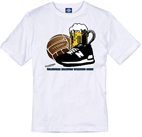 Herren T-Shirt Volkspark Hamburg Weekend Crew 3D Motiv (Weiss, 5XL)