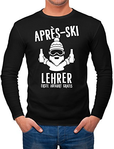 MoonWorks Herren Long-Sleeve Apres Ski Lehrer Langarm-Shirt schwarz XXL