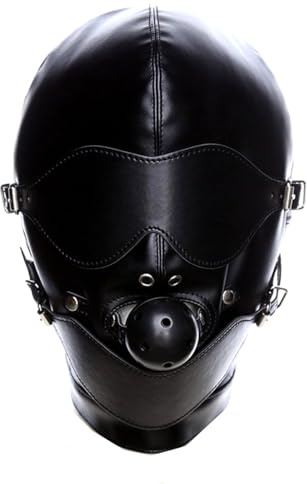 Canarea Kopfmaske Augenmaske Geschirre Knebel Damen Herren Leder sm Bondage Fetisch Sex Spielzeug Cosplay Für Anfänger Paare Nachtclub Toys Schwarz