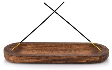 Kaizen Casa Incense Burner Stick Holder Ash Catcher Wooden Handmade Modern Gift Wood Home Decor Size (11 X 4 X 1)