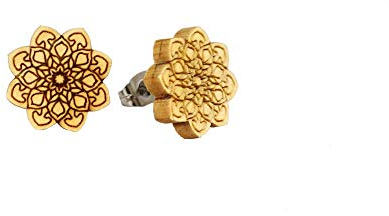 -Mandala- Ohrstecker Classic Holz Zirbe