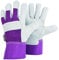 FZTEY Ladies Garden Gloves, Reinforced Leather Heavy duty Thick Gauntlets For Men and Women Kids Festival Gift, Safety Protective Work Rigger Washable Gripper (Medium, Violet, 1 Pairs)