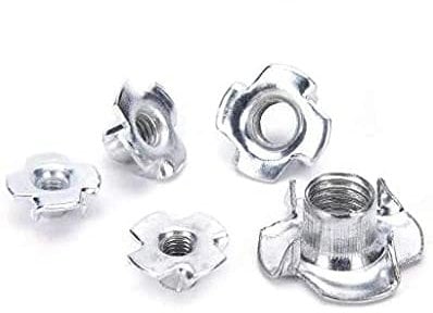 M5 (5mm Ø) T-Nuts Four Pronged Tee Nut Captive Blind Threaded Inserts for Wood Furniture Trade Packs (25)