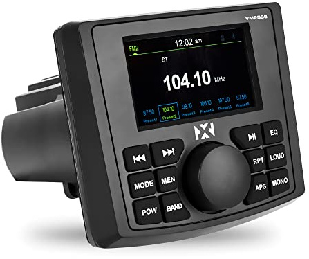 NVX Stereo marino VMPS35 con Bluetooth e display TFT a colori ultra luminoso da 3 pollici, perfetto per barche, UTV e ATV