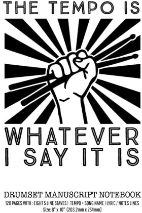 Drumset manuscript notebook: Drums blank sheet music notebook. Accessories for drum lover, drums Teacher & music Students. (8” x 10”, 120 pages) Ideal for musicians, percussionists and song writers