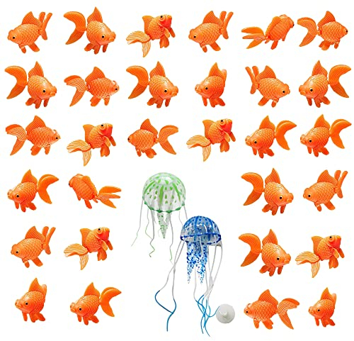 Cayway 30 PCS Künstliche Fische für Aquarien Qualle Dekoration für Aquarien Plastik Schwimmende Fische für Aquarien Aquarium Wasserpflanzen für Fisch Tank Ornament Dekoration