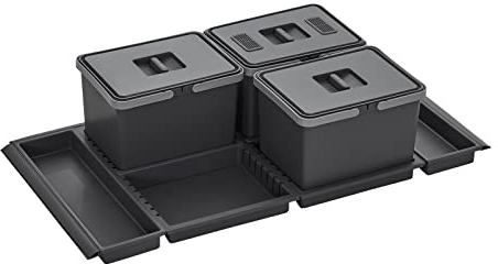 SOTECH Abfallsammler Draw 12+12+12L Abfallsystem Abfalleimer für Schubladenauszug Korpus 100 cm