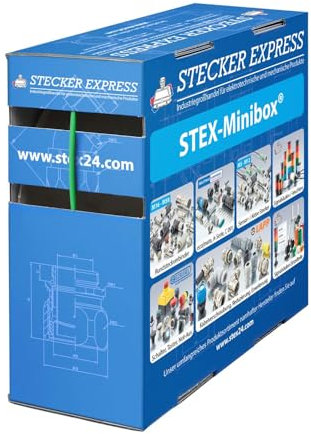 136493 Stex24 Schrumpfschlauch 3:1, Minibox mit 17,8m, grün 1,5/0,5mm, 1/16 Zoll, WSB3 Schrumpftemperatur mind. 70°C, vollständig bei mind. 100°C - 1 Stück
