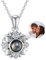 Dorunmo Personalisierte Projektion Bild Anhänger 925 Sterling Silber Halskette Kette mit Foto Bild Anhänger Geburtstag Jubiläumsgeschenke für Sie/Frauen/Freundin/Mutter Schmuck(Silber)