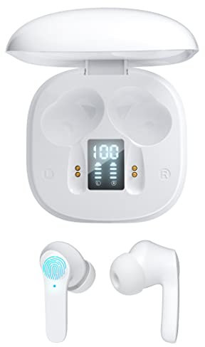 CKLYYL 10 Horas de Duración de la Batería Bluetooth 5.1 Blanco Puro IP55 Auriculares Bluetooth Táctiles Impermeables y a Prueba de Polvo