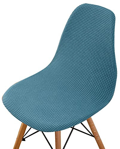 Highdi Cord-Jacquard Schalenstuhl Bezug, Stuhlbezug 2/4/6 er Set Stuhlbezüge Stretch Esszimmerstühle Bezug Moderne Elastischer Stuhlhussen Abnehmbar Waschbar Küchenstühle Husse (Blauer See,1 PC)