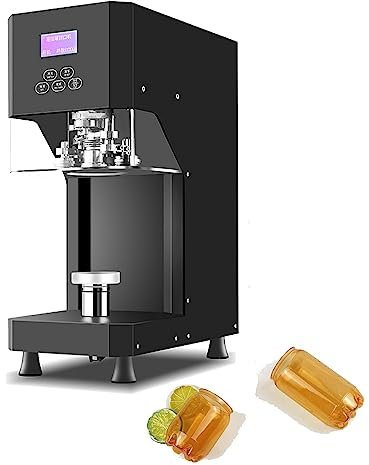 Electric Can Sealing Machine 370W Can Seamer Can Sealer with LCD Panel, 55Mm Caliber Tin Can Sealer Bottle Can Capping Height Adjustable (Color : Black, Size : 220V)