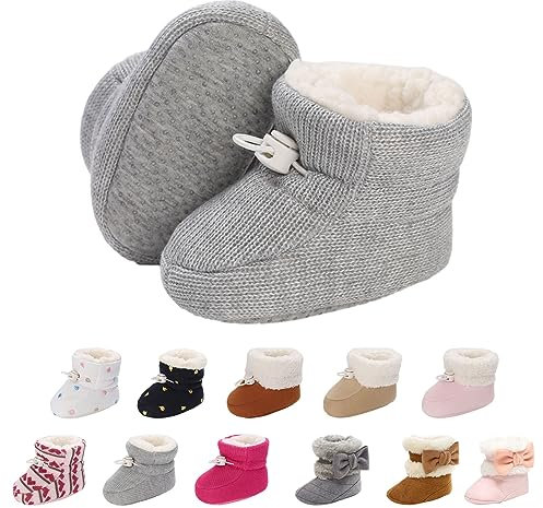 Tolaler Unisex-Baby Neugeborenes Fleece Booties, Verdicktes Futter Warme Baby Winterschuhe Verstellbare Rutschfeste mit Weicher Sohle Baby Booties/Alltagskleidung (0-18 Monate)
