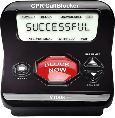 CPR V100K Anrufblocker für Festnetztelefone mit Anrufer-ID Vorgeladen mit 100.000 störenden Nummern und ermöglicht das Blockieren von 10.000 weiteren mit einem einzigen Tastendruck