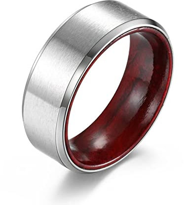 Bagues de promesse pour homme en acier inoxydable - Bagues simples et tendance - Cadeau de Saint-Valentin, 9, Bois, Sans pierre précieuse