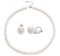 Aleasha Perlen Schmuck Set Damen Weiße Perlenkette Klipp Ohrringe Set Silber Clip Ohrringe Kurze Kette 10mm Hochzeit Bräute Schmuck 45CM